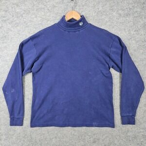 Medalist Men's Blue Turtleneck Shirt Size M Cotton Scouts Embroidered Wolf SPOTS
